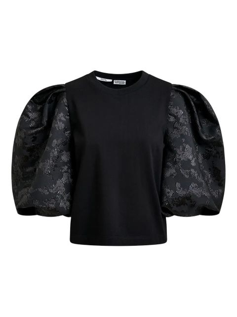 Essentiel Antwerp Imortal jacquard-sleeves top - Black - zdjęcie produktu nr 1