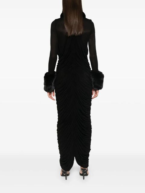 Magda Butrym faux-fur trim maxi dress - Black