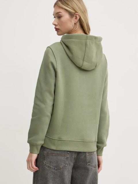 Tommy Jeans bluza damska kolor zielony z kapturem z nadrukiem DW0DW20170
