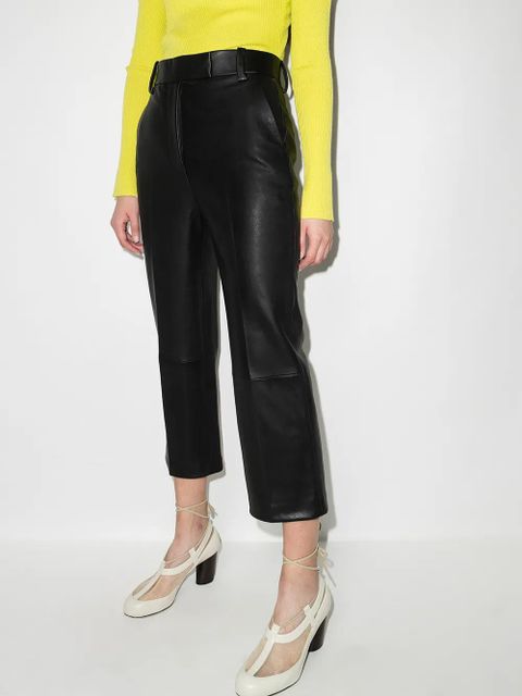 KHAITE Melie cropped leather trousers - Black - zdjęcie produktu nr 2