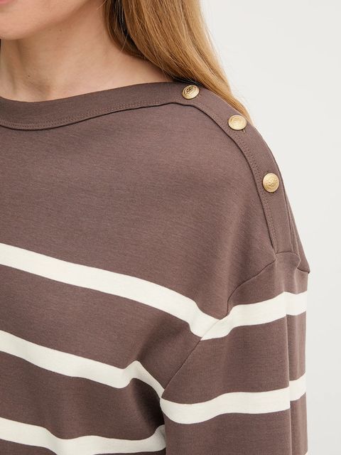 Tommy Hilfiger longsleeve bawełniany kolor brązowy WW0WW45760