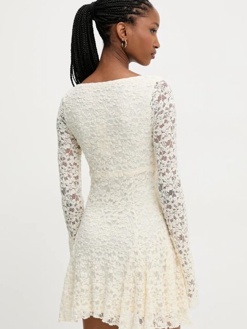 Answear.LAB sukienka kolor beżowy mini rozkloszowana