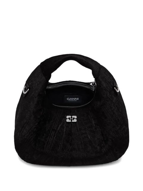 GANNI logo-detail chain tote bag - Black