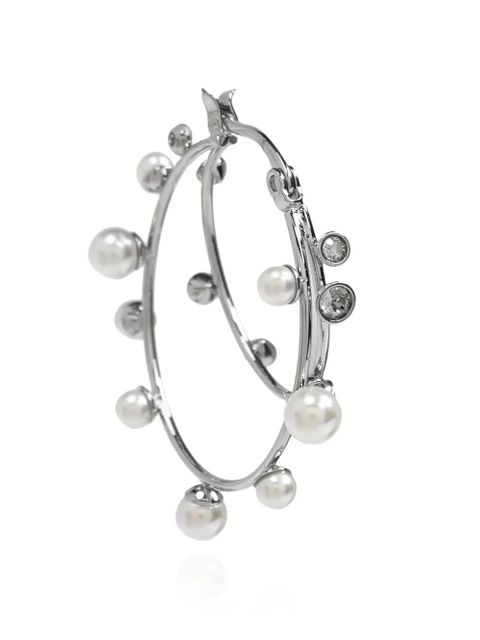 Tory Burch pearl-embellished hoop earrings - Silver