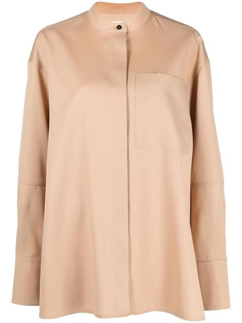 Jil Sander collarless button-front shirt - Brown - zdjęcie produktu nr 1