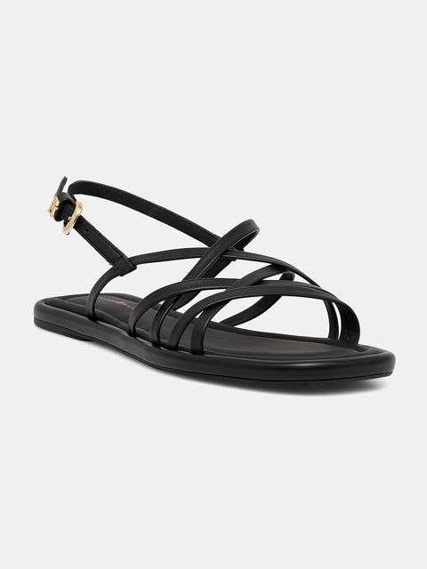 Tommy Hilfiger sandały damskie skórzane FLAT STRAPPY SANDAL LTH - zdjęcie produktu nr 1