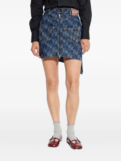 Vivienne Westwood logo-pattern asymmetric mini skirt - Blue