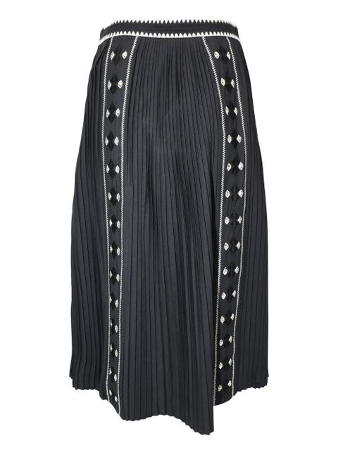Ulla Johnson Sabina pleated embroidered midi skirt - Black - zdjęcie produktu nr 2
