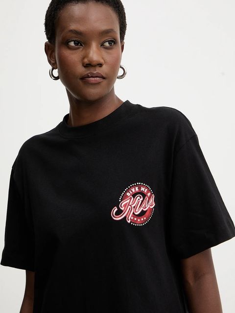 Guess t-shirt bawełniany damski kolor czarny W5BI22 I3Z14