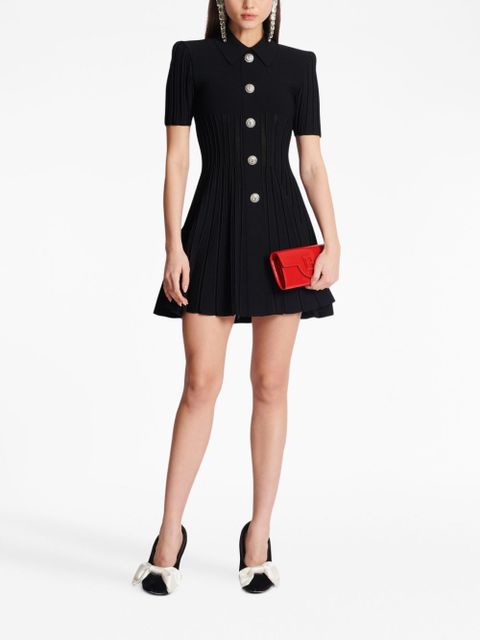 Balmain flared ribbed-knit minidress - Black