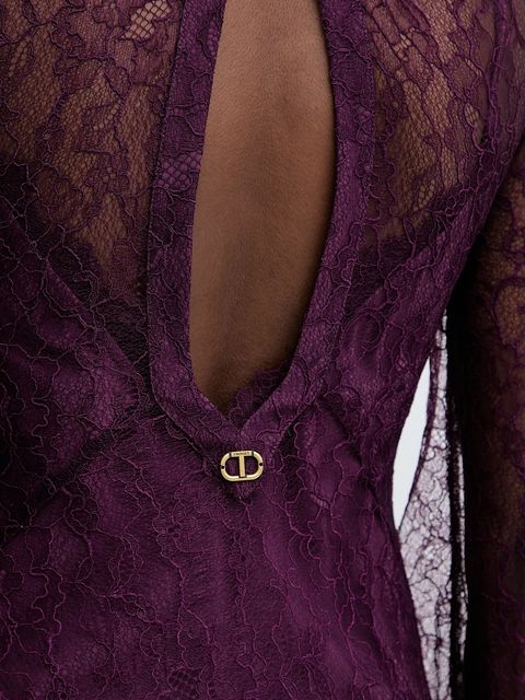 Twinset sukienka kolor fioletowy maxi prosta 252TT2261