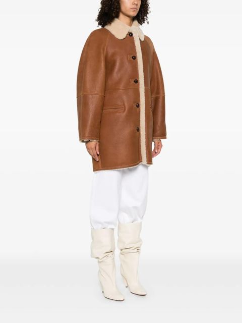 ISABEL MARANT shearling-trim coat - Brown