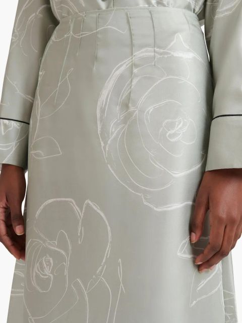 Marni floral-print midi skirt - Green