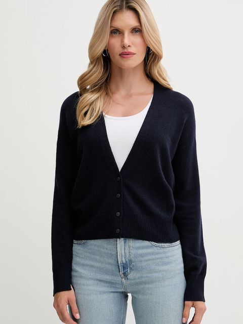 United Colors of Benetton kardigan z dodatkiem wełny damski kolor granatowy lekki 102HD6052 - zdjęcie produktu nr 1