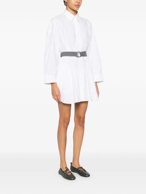 Maje belted cotton mini dress - White