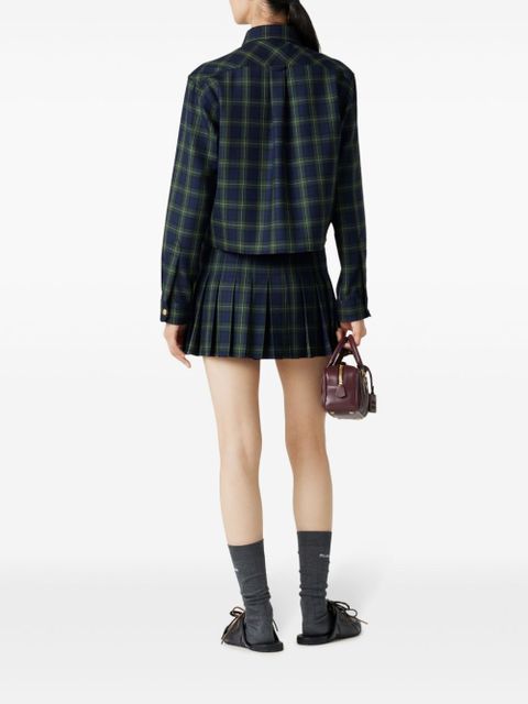 Miu Miu pleated tartan miniskirt - Green