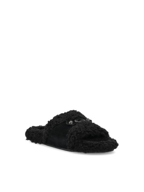 Balenciaga furry strap sandals - Black