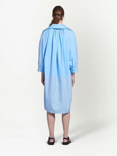 Marni logo-embroidered long-sleeve dress - Blue