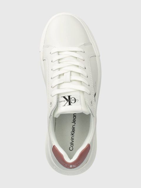 Calvin Klein Jeans sneakersy skórzane YW0YW00823 CHUNKY CUPSOLE MONOLOGO W kolor biały YW0YW00823