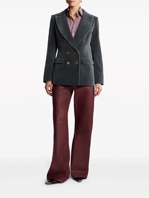 ETRO logo-engraved buttons velvet blazer - Grey
