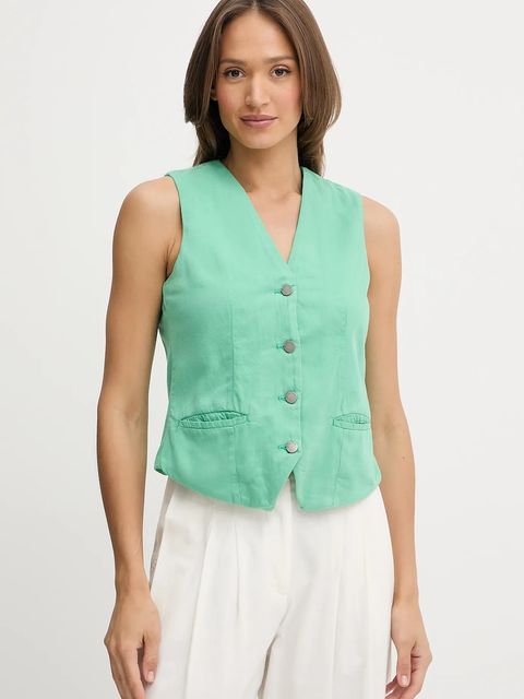 United Colors of Benetton kamizelka kolor zielony jednorzędowa 2LEDDJ00G - zdjęcie produktu nr 1