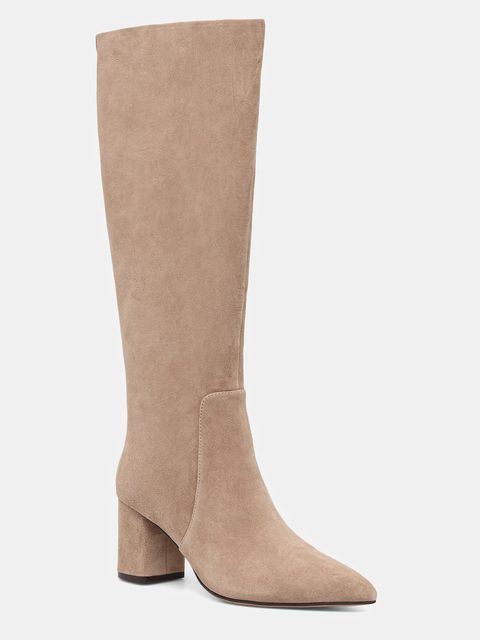 Twinset kozaki zamszowe damskie kolor beżowy na słupku 252TGT162 - zdjęcie produktu nr 1