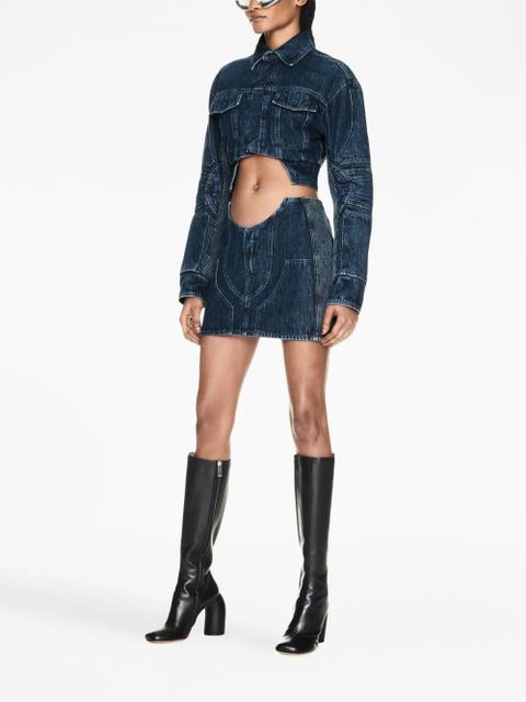 Off-White cut-out motorcycle denim jacket - Blue - zdjęcie produktu nr 2