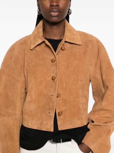 Róhe cropped suede jacket - Brown