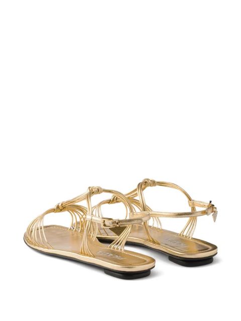 Prada leather flat sandals - Gold
