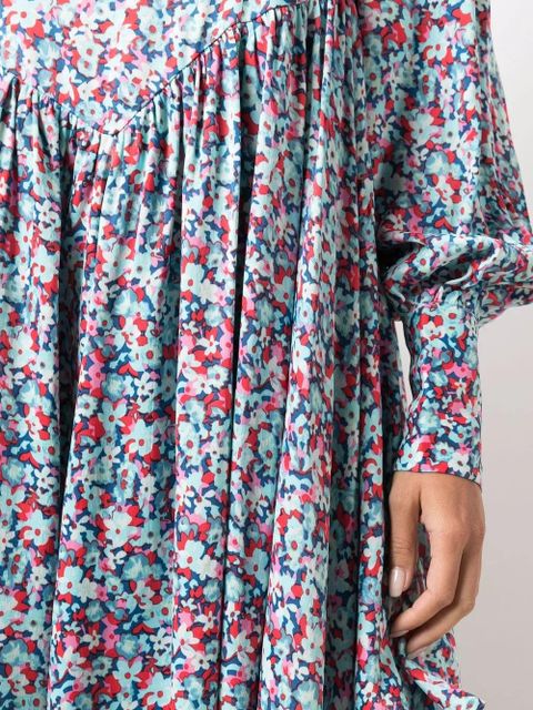 ROTATE BIRGER CHRISTENSEN floral-print long-sleeve midi dress - Blue