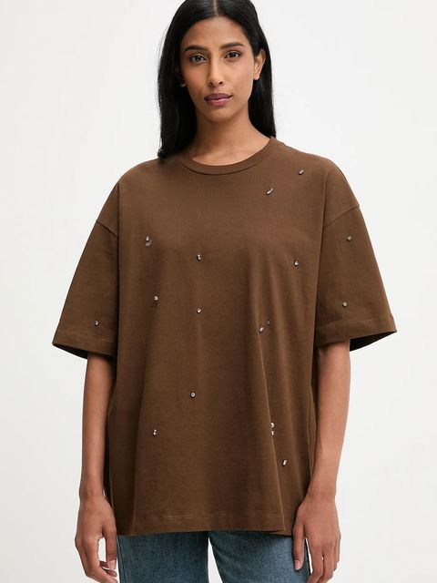 Answear.LAB t-shirt bawełniany damski kolor brązowy - zdjęcie produktu nr 1