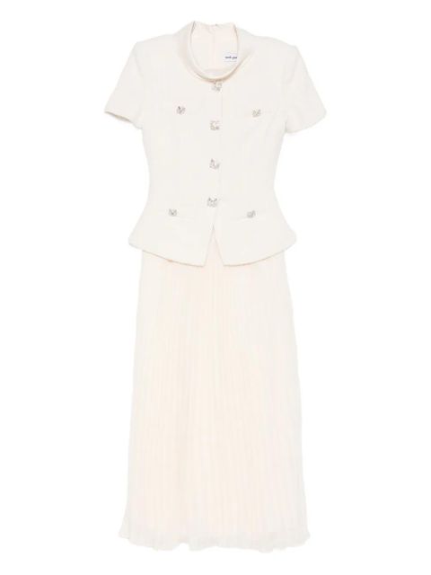 Self-Portrait panelled midi dress - Neutrals