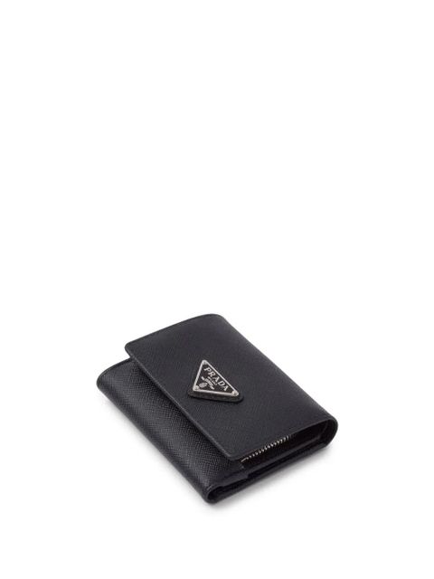 Prada triangle logo leather wallet - Black