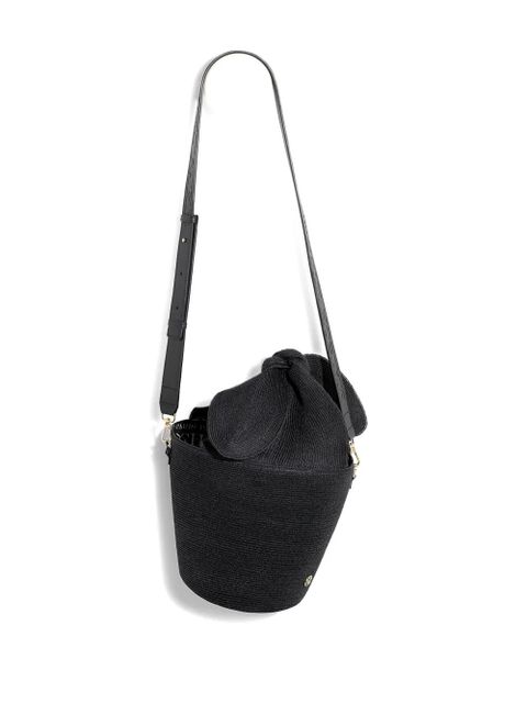 Maison Michel Barbara bow-detail straw bucket bag - Black - zdjęcie produktu nr 2
