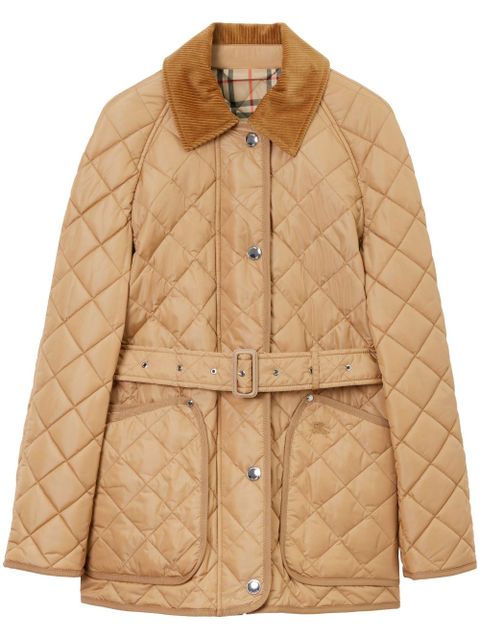 Burberry diamond-quilted belted jacket - Neutrals - zdjęcie produktu nr 1