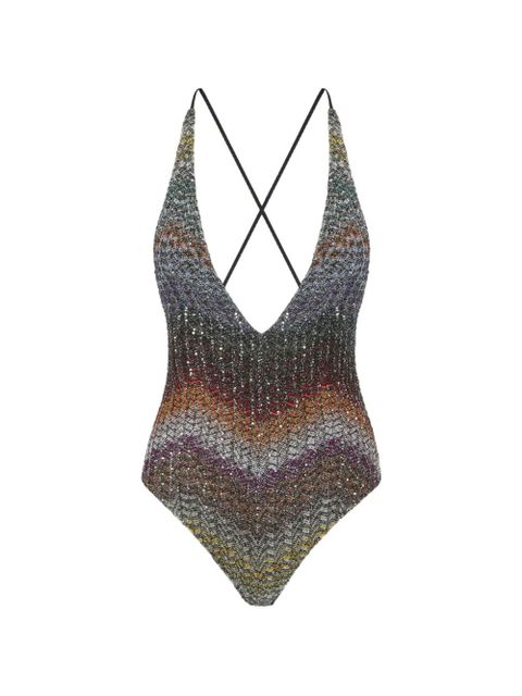 Missoni V-neck zigzag swimsuit - Grey - zdjęcie produktu nr 1