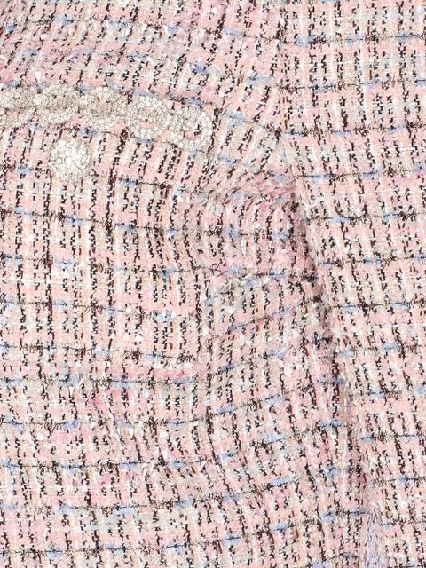 Self-Portrait crystal-embellished tweed jacket - Pink