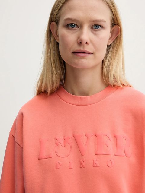 Pinko bluza bawełniana damska kolor pomarańczowy z nadrukiem 104618 A2DC