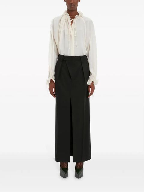 Victoria Beckham ruffle-trim pleated silk blouse - White - zdjęcie produktu nr 2
