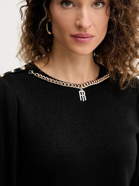 Fracomina sweter z wełną damski kolor czarny lekki FR25WT7027K459Q7