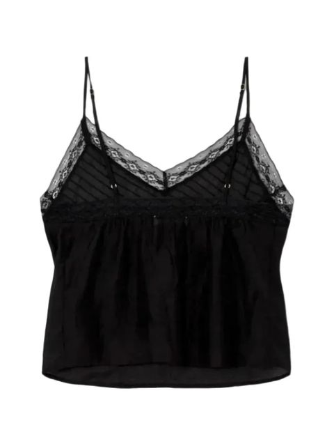 RE/DONE Sofia lace-trim pintuck camisole - Black