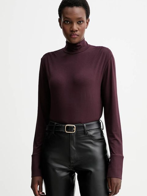 Marc O'Polo bluzka damska kolor bordowy gładka 510214952225 - zdjęcie produktu nr 2