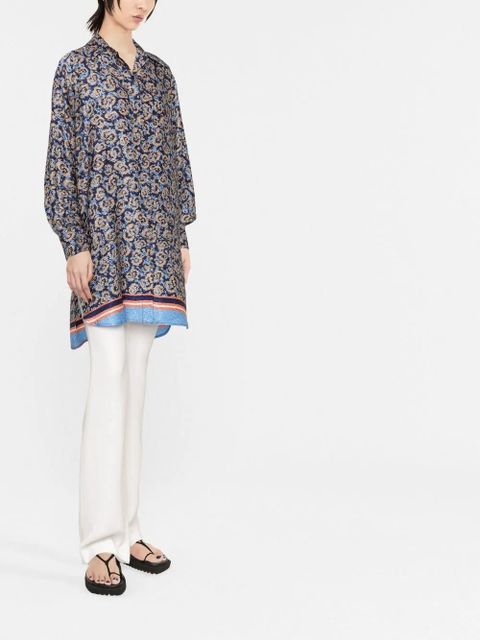 Ferragamo floral-print oversized silk shirt - Neutrals