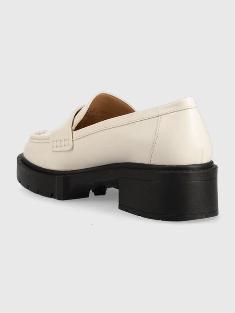Coach mokasyny skórzane Leah Loafer damskie kolor beżowy na platformie CB990