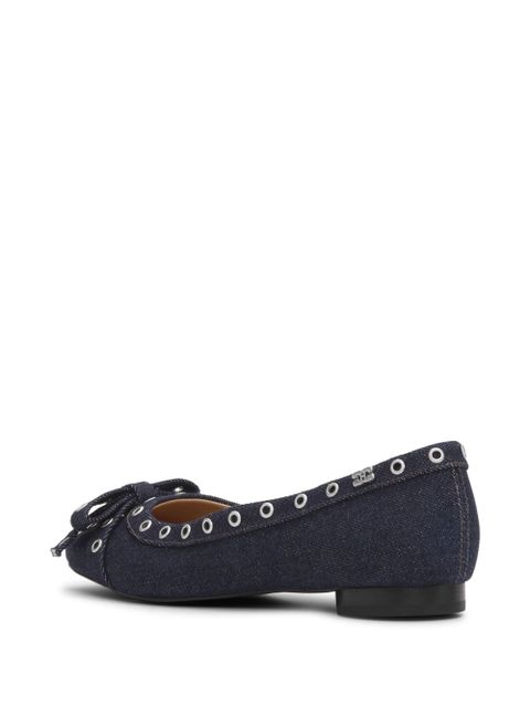 GANNI eyelet detailing denim ballerina shoes - Blue