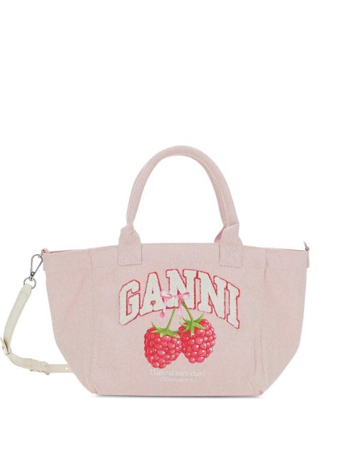 GANNI Raspberry printed tote bag - Pink - zdjęcie produktu nr 1