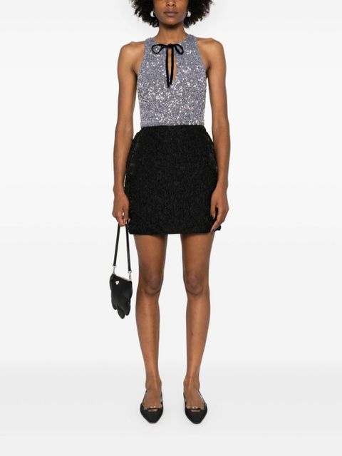 GANNI sequined split-neck top - Grey