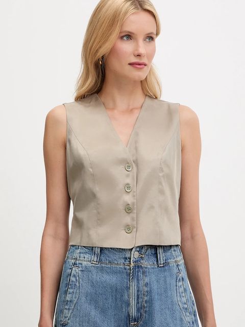 Guess kamizelka CELESTINE kolor zielony jednorzędowa W5YH51 WH5N2 - zdjęcie produktu nr 1