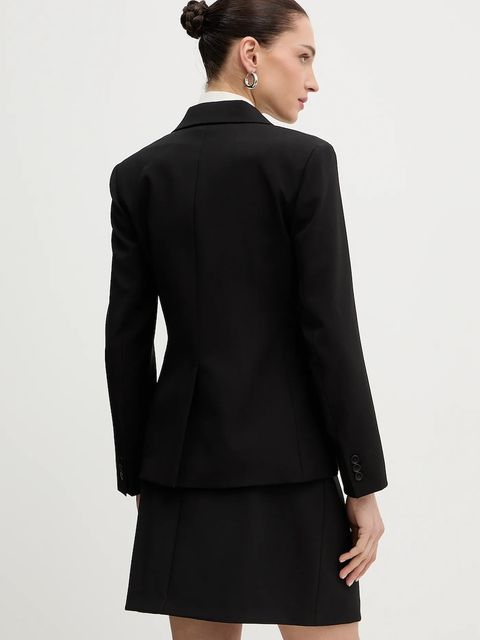 Weekend Max Mara marynarka wełniana LAMINE kolor czarny jednorzędowa gładka 2615041071600