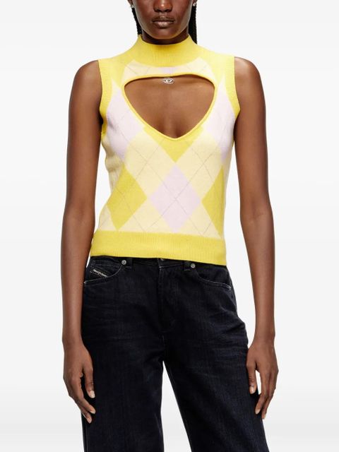 Diesel M-Romko-Sl cutout-neckline wool vest - Yellow - zdjęcie produktu nr 2